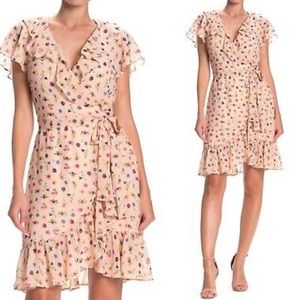 Betsy Johnson Garden Print Wrap Dress